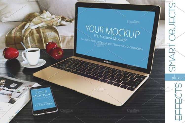电脑  iPhone智能手机样机 Mockup-iphone6-macbook