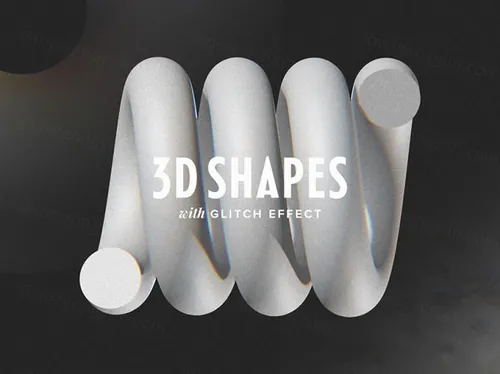 复古颗粒感抽象轻微故障效果立体概念形状PNG素材 3D Sh