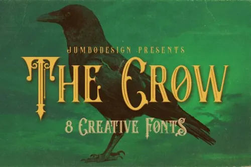 复古小说字体 The Crow  8 Vintage Style Fonts