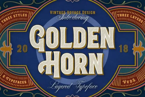 复古设计字体 Golden Horn   Bonus