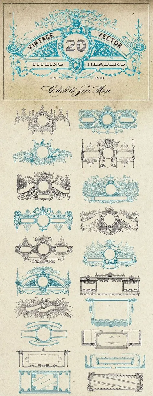 复古矢量标题素材 Vintage Vector Titling Headers