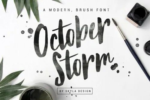 手写笔刷字体 October Storm , Modern brush font