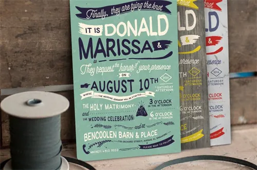 复古手绘婚礼主题手贺卡卡片模板 Vintage-Hand-Lettering-Wedding-Suite