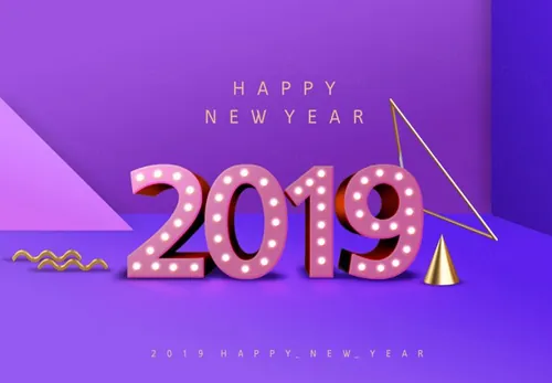 霓虹灯立体主题文字新年海报PSD模板素材