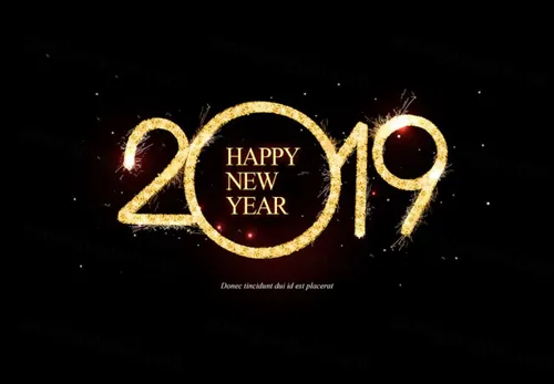 金色立体主题文字新年海报PSD模板素材