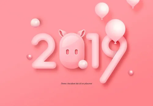 可爱呆萌Q弹立体主题文字新年海报PSD模板素材