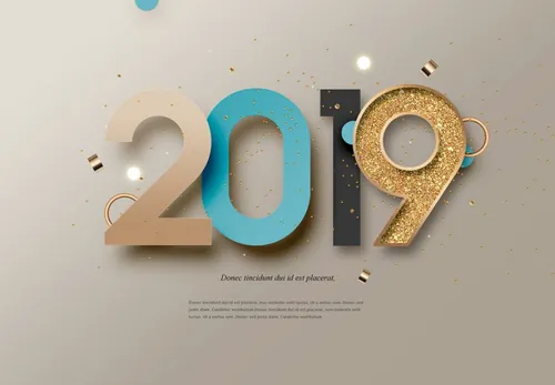 纸片立体主题文字新年海报PSD模板素材