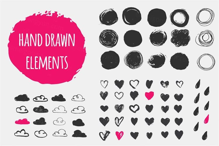 创意手绘形状矢量插画素材 Hand-drawn-shapes