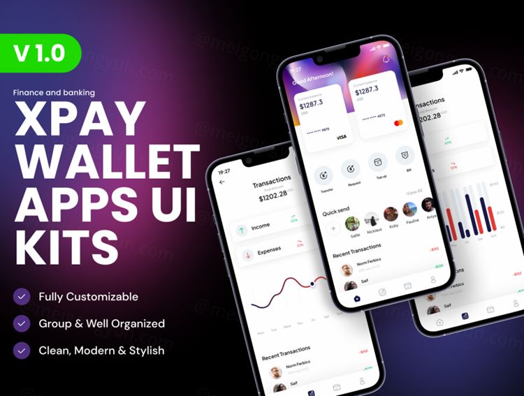高质量钱包APP应用界面UI素材 Xpay - Wallet