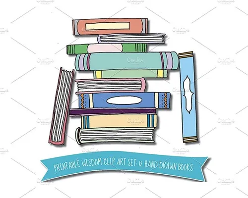 手绘书籍设计素材Hand drawn books multicolored