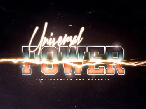 80年代复古经典蒸汽波闪电立体字体PSD模板素材 80s T