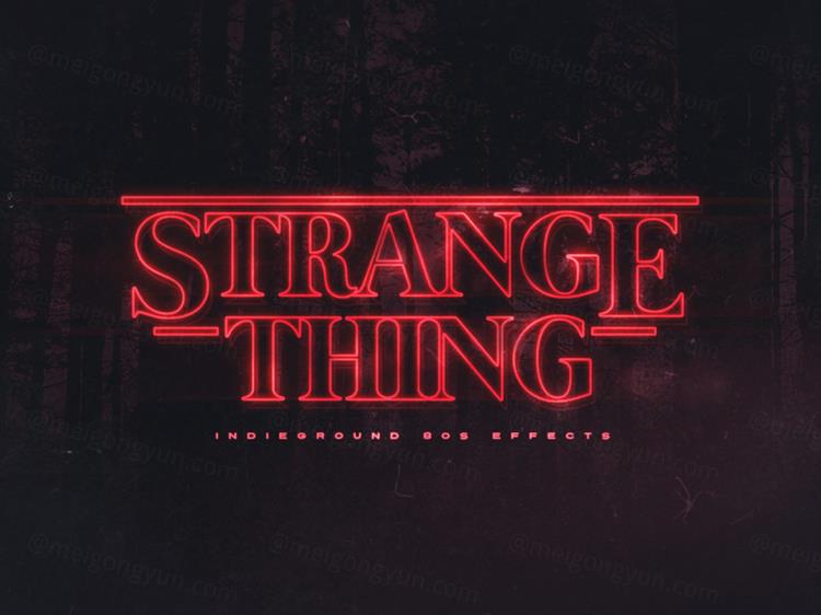 80年代复古经典蒸汽波红色镂空字体PSD模板素材 80s T