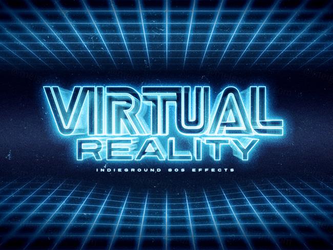 80年代复古经典蒸汽波立体字体PSD模板素材 80s Tex