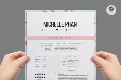 花卉边框简历求职信模板 Floral-resume-template