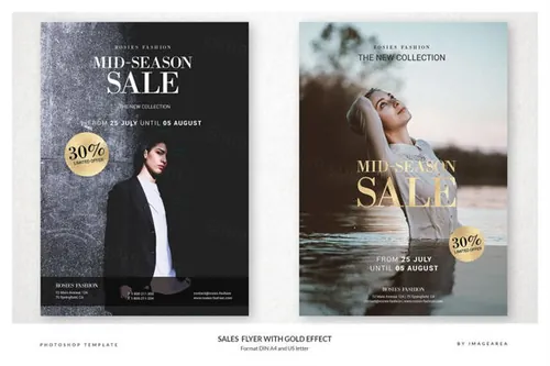 金箔字体元素时尚海报传单设计模板 4-Sales-Flyer-with-Gold-Effect