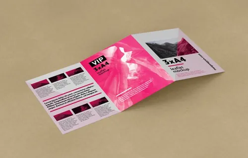 三折页传单设计贴图展示模版 Trifold leaflet mockup