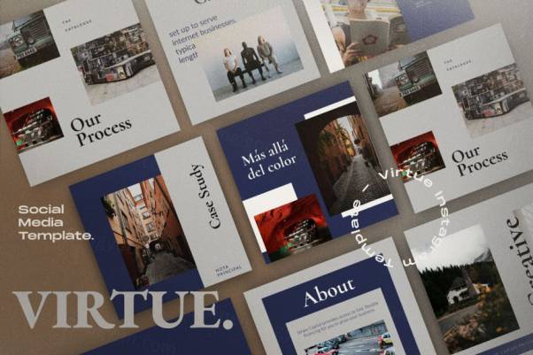 北欧极简主义Ins新媒体品牌营销宣传海报PSD模板 Virtue -