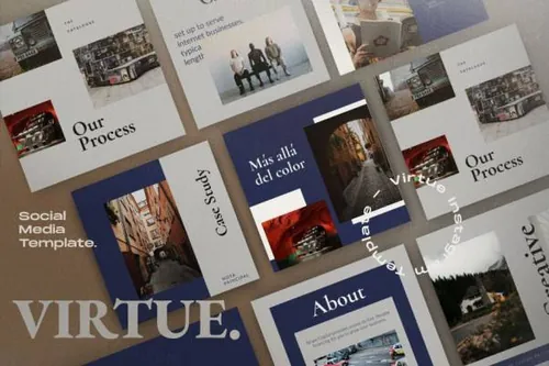 北欧极简主义Ins新媒体品牌营销宣传海报PSD模板 Virtue -