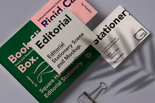 书籍卡片明信片品牌VI设计贴图展示样机模板 Editoria