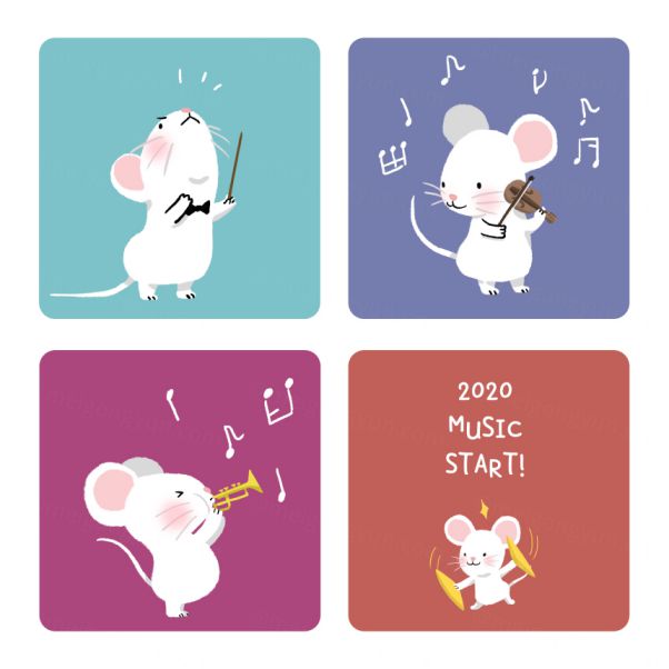 歌唱新年的老鼠图标素材