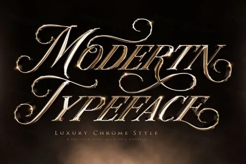 奢华黄金镀铬金属文本特效PSD模板 Luxury Chrom