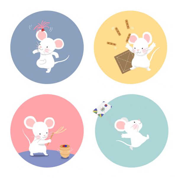 欢快的踢足球的鼠年图标素材