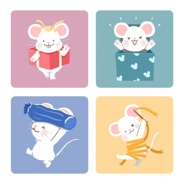 创意鼠年织围巾图标素材