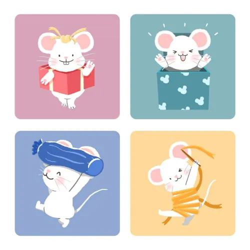 创意鼠年织围巾图标素材