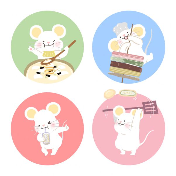 做食物偷吃的鼠年图标素材