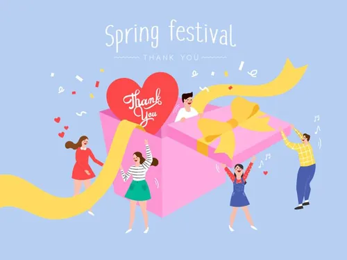 Spring Festival 春天快乐的人们AI矢量插画素材 ti238a11206