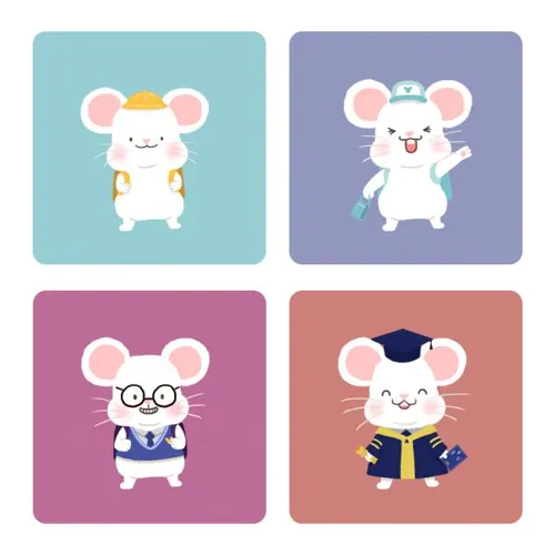 调皮可爱的学士鼠年图标素材