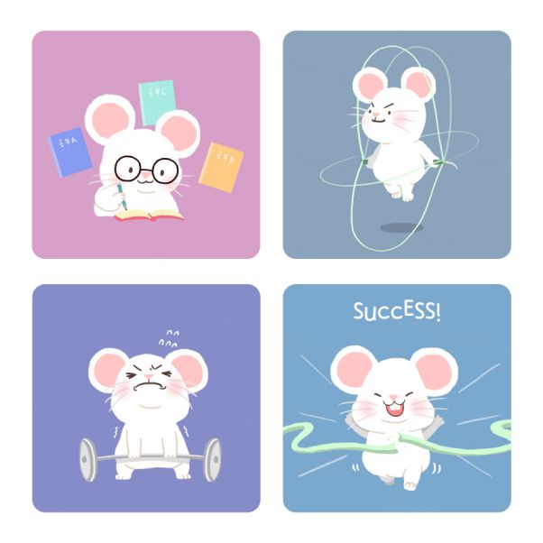 爱运动的卡通鼠年图标素材