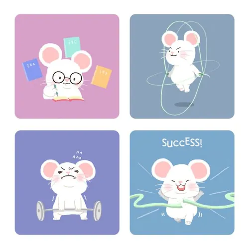 爱运动的卡通鼠年图标素材