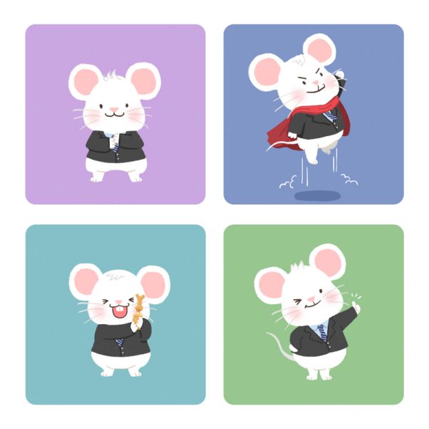 创意卡通奋斗的鼠年图标素材