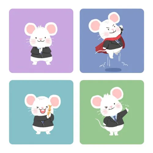 创意卡通奋斗的鼠年图标素材