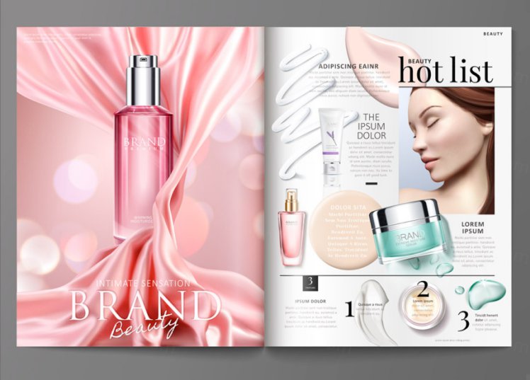 Beauty Hot list 化妆品画册设计【韩国高端】矢量模板
