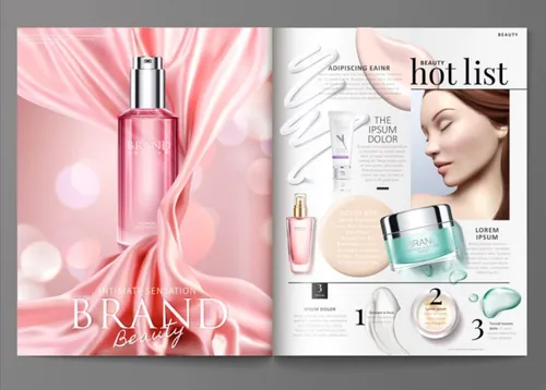Beauty Hot list 化妆品画册设计【韩国高端】矢量模板