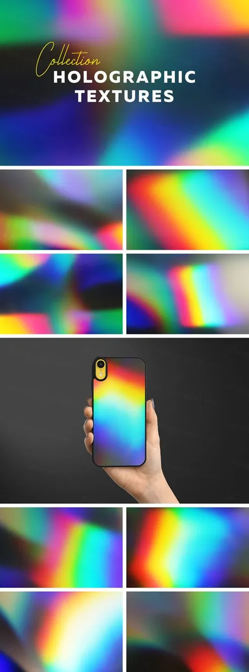 8款叹为观止的全息渐变纹理背景素材 Holographic Texture Collection