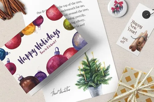 手绘水彩圣诞主题装饰素材 Licorice-Christma