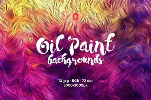 抽象手绘彩色油画底纹纹理背景