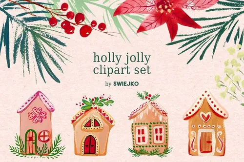 手绘水彩圣诞装饰素材 Gouache-Christmas-c