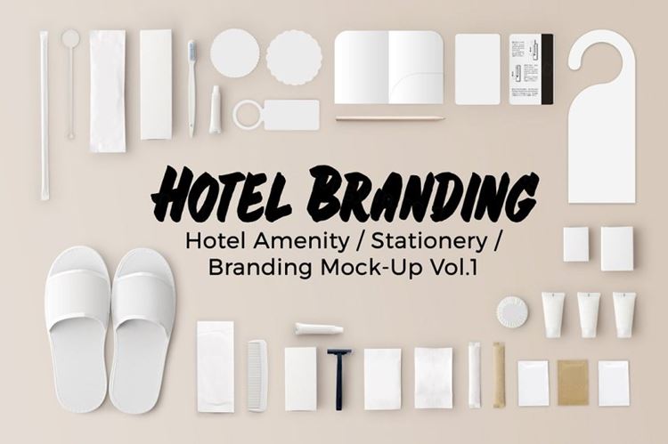 通用的酒店品牌设计必备的VI展示模型Hotel_Amenity_Branding_Vol