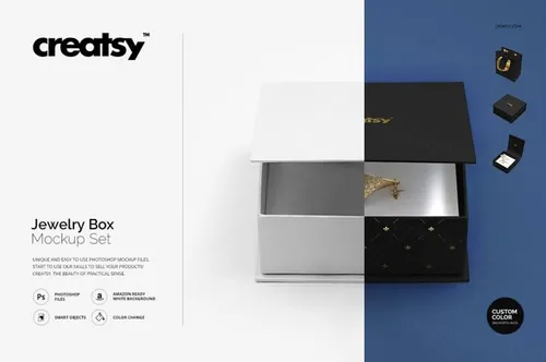 低调奢华珠宝盒礼品袋样机模板 PSD_Jewelry_Box_Mockup_Set