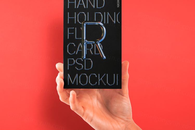 高质量手持卡片传单品牌VI设计贴图展示样机模板 Hand H