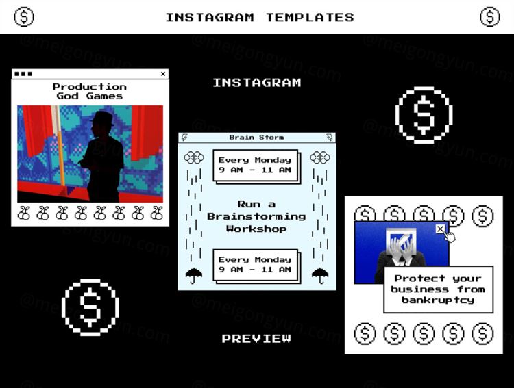 潮流怀旧设计老式街机游戏像素风Ins自媒体宣传海报模板 El