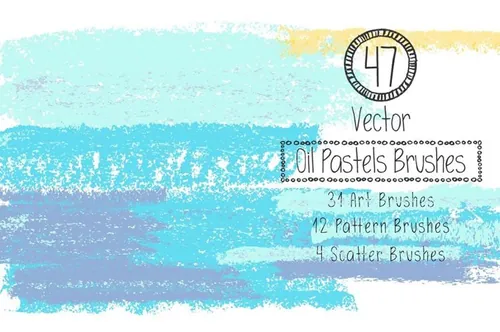 油画蜡笔笔刷素材 Oil Pastels Brushes C