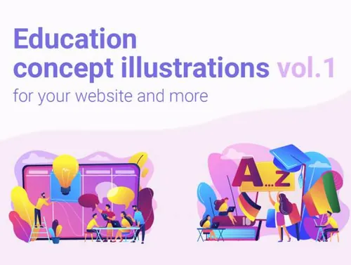 12款教育创意教育概念UI插画素材 紫罗兰 Education concept