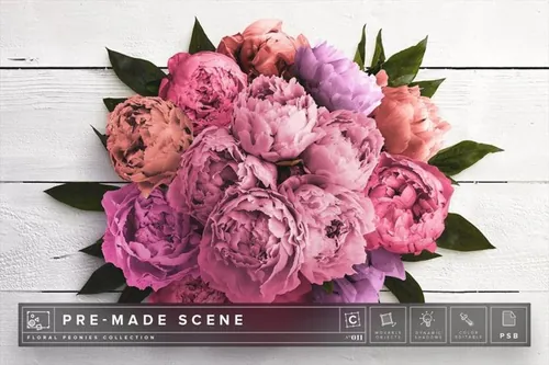 花卉样机场景 Floral Peonies Mockup Scene