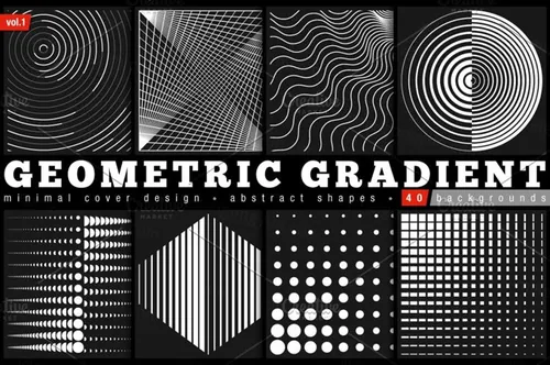 抽象艺术未来派科技半色调几何矢量形状图案素材 Geometr