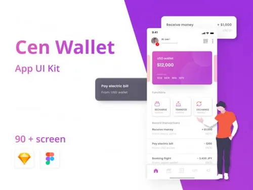 钱包账号理财银行金融管理移动APP界面UI工具包 Cen Wallet UI K